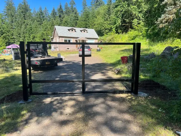 Chainlink gate replacement for farm in Troutdale Oregon with solar liftmaster gate opener AFTER