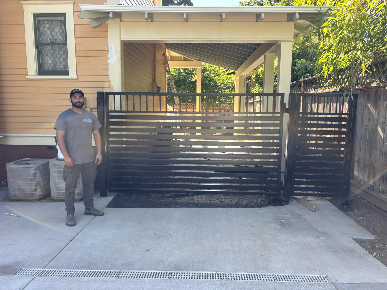 Swing Driveway gate with pedestrian gate After