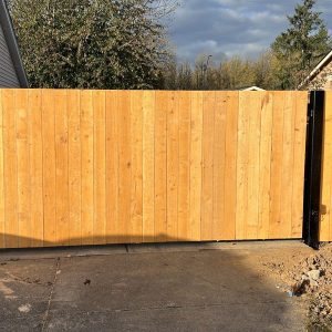 New wood gate installation